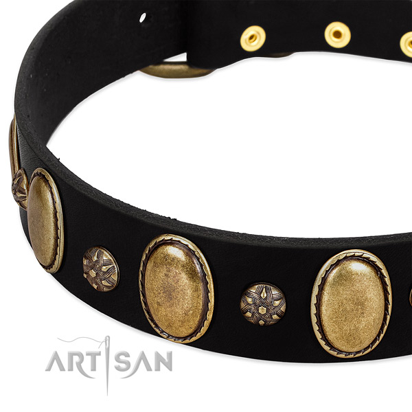 Comfortable wearing top notch natural genuine leather dog collar