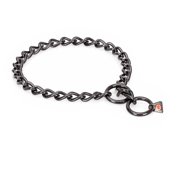 Obedience training canine choke collar manufactured from long lasting stainless steel